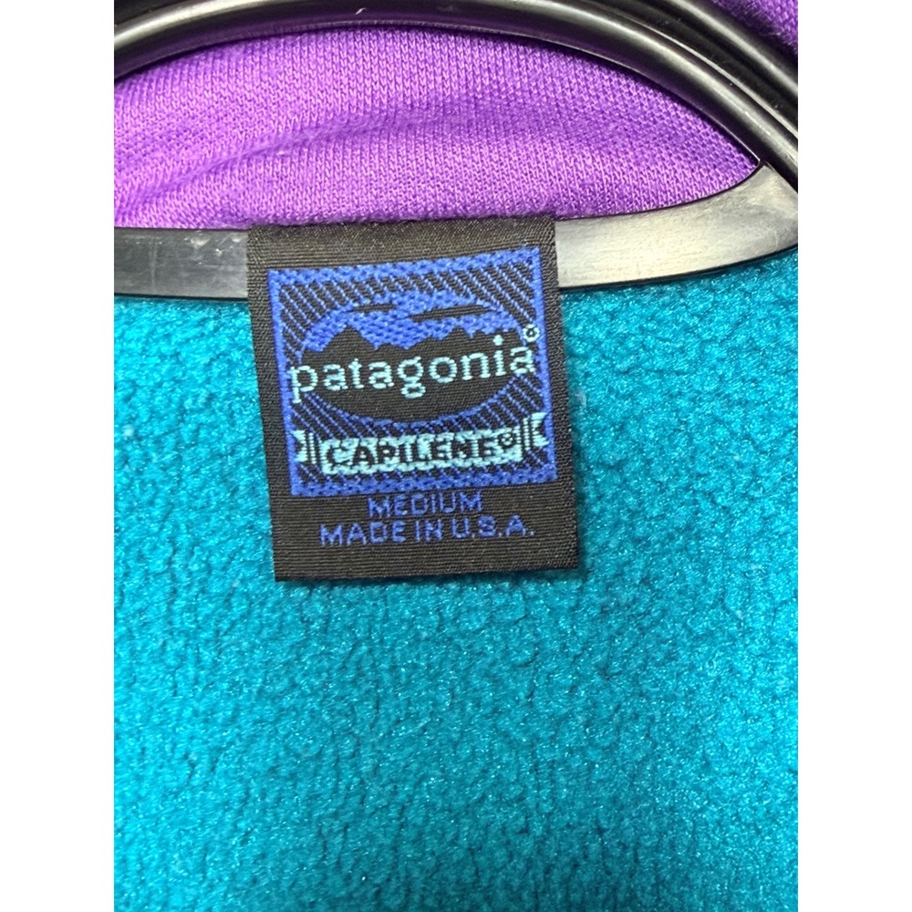 Patagonia Capilene Fleece Pullover Teal Purple 1/4 Zip Vintage 42461 F1 USA Med - Picture 3 of 9